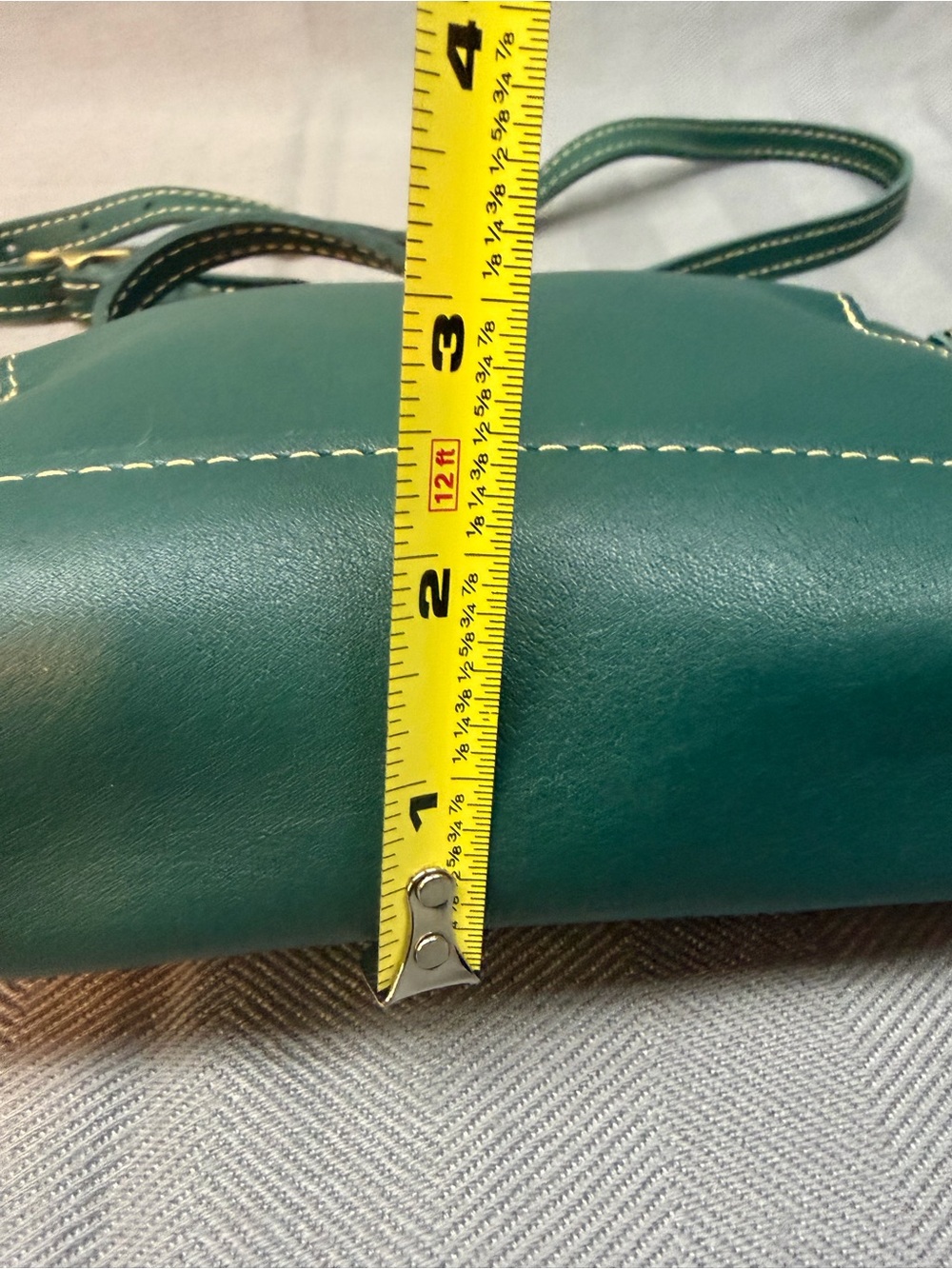 Portland leather Metro, mini Crossbody sea glass, green leather magnetic closure - Picture 5 of 12
